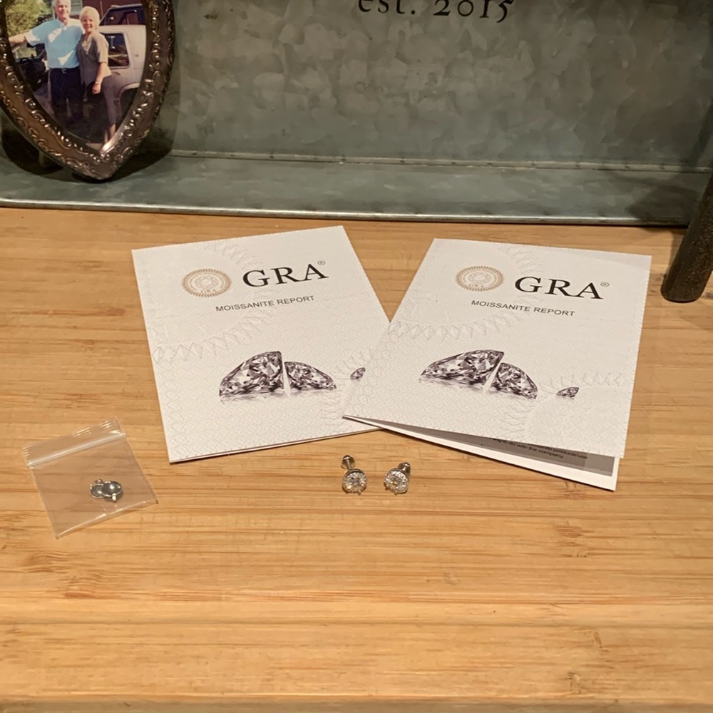 Silver Moissanite Stud Earrings over 1 cctw